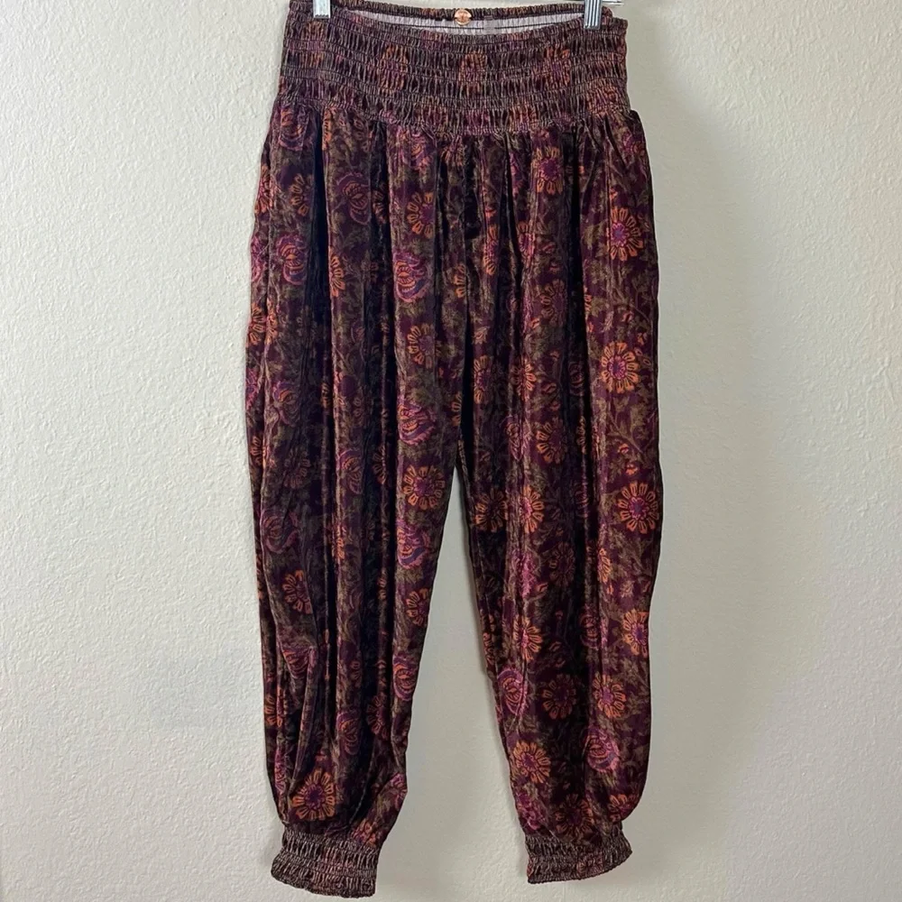 Free People FP One Marla Velvet Harem Gypsy Pants Plum Size Large NEW Bohemian
